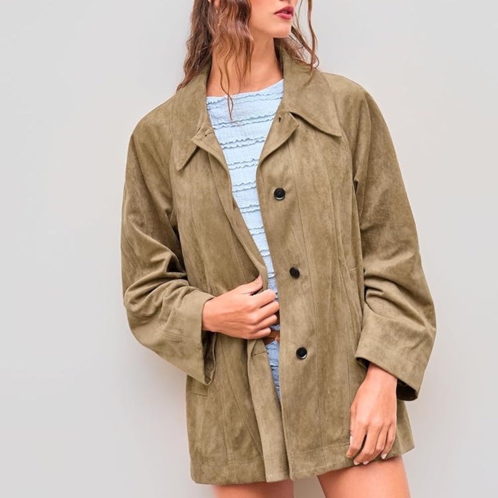 NWT Cider Light Brown Suede Coat L